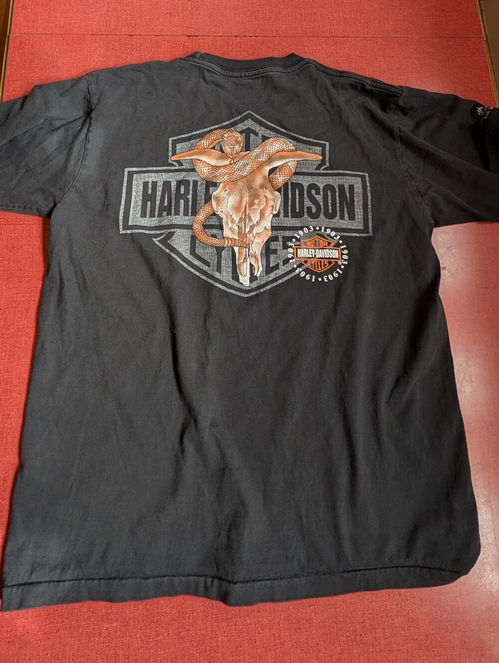 Vintage Harley-Davidson Motor Cycles Skull Rattlesnake Graphic XL Cotton Shirt